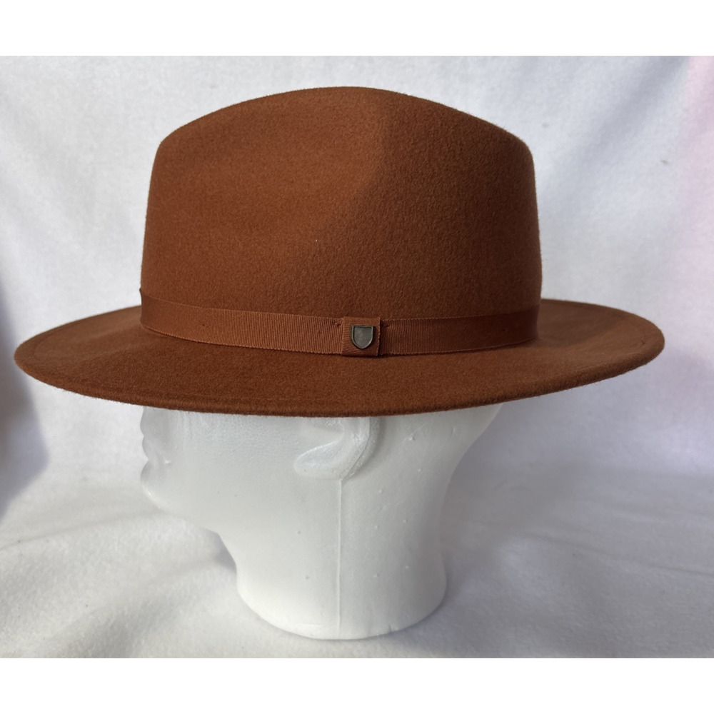 Brixton Fedora Hat Brown Wide Brim Wool Felt Cap Size 7 Small Ribbon Band